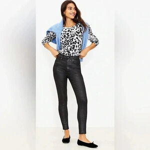 Loft Skinny Black Shimmer Jeans Size  18